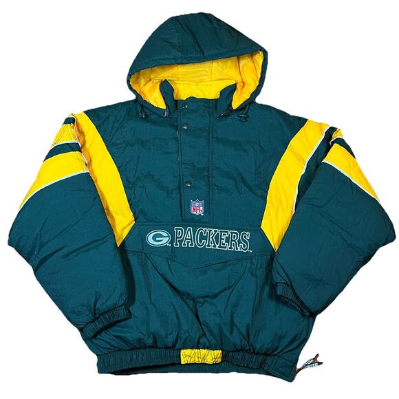 Vintage Green Bay Packers Starter Jacket Men 2XL Green Hooded Pro Line NFL - Picture 1 of 13